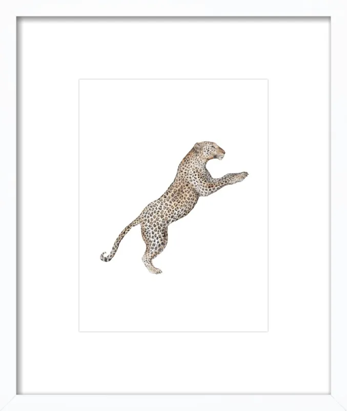 Leaping Leopard Watercolor by Lauren Rogoff for Artfully Walls