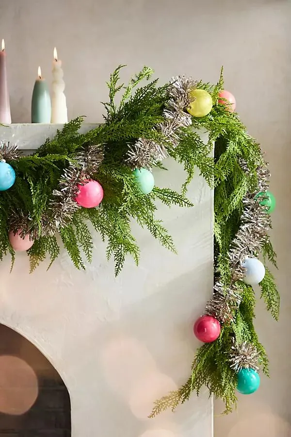 Good Cheer Bauble Tinsel Garland, 9'