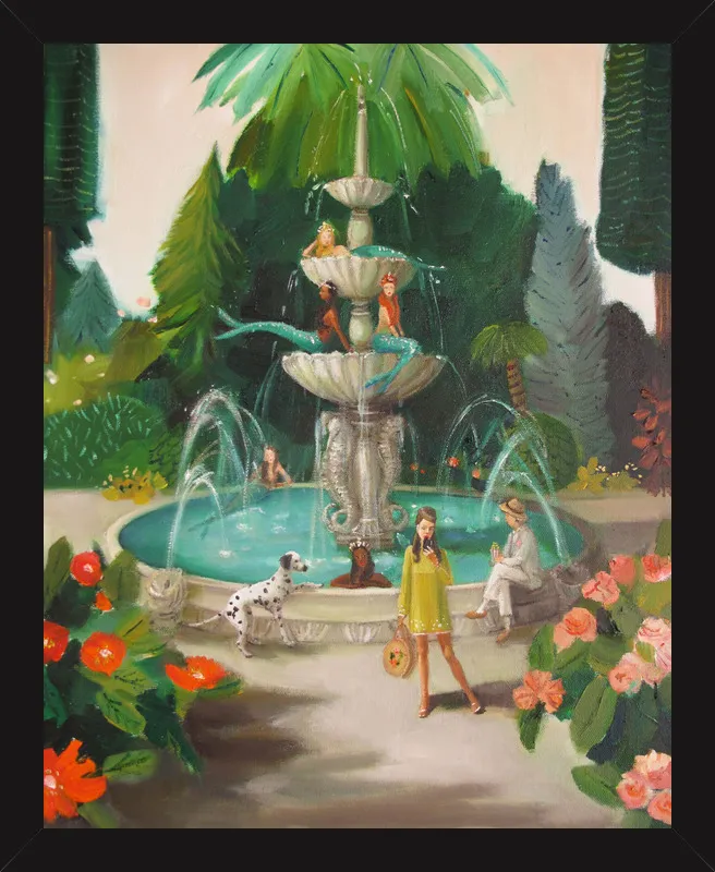 Selfie At The Mermaid Public Fountain by Janet Hill for Artfully Walls