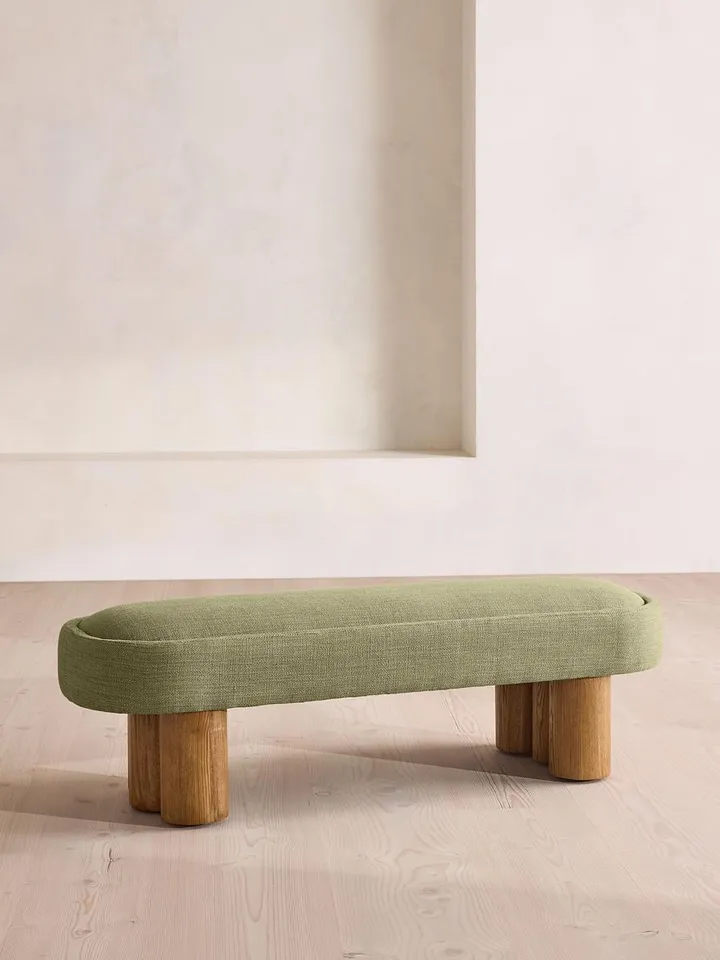 Nieve Bench, Wool Linen, Sage US