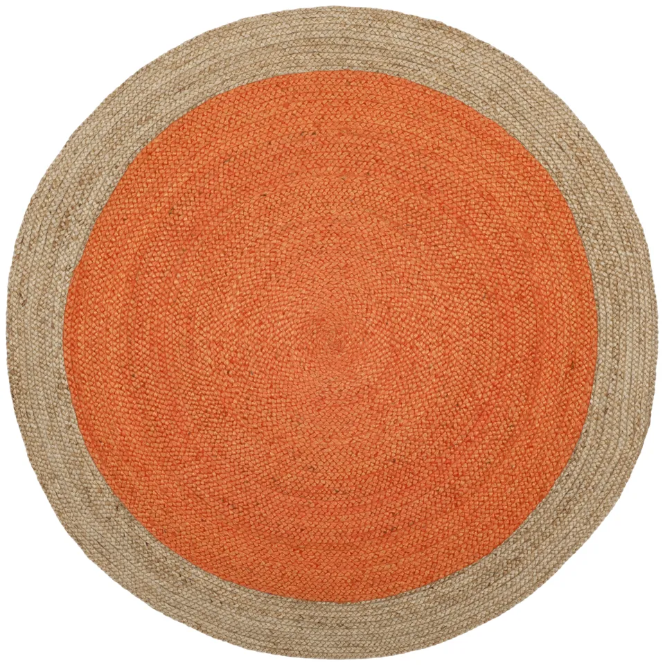 Arlo Home Hand Woven Area Rug, NF801B, Orange/Natural,  6' X 6' Round