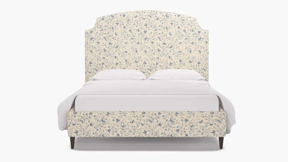 Cove Bed, Delft Mariposa, Espresso Square Tapered Leg, King