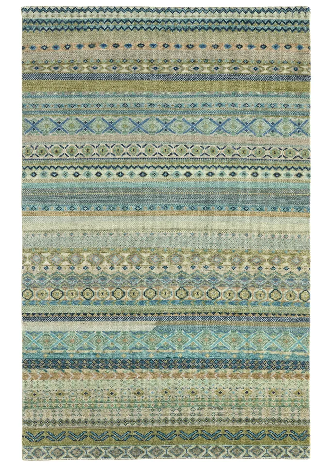 Nisha LIB15 Handknot Ikat Green/Blue Area Rug (12'X15')