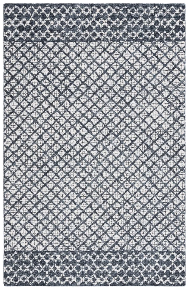 Safavieh Couture Abstract Collection Hand Tufted Area Rug, Ivory / Navy, 4' x 6'