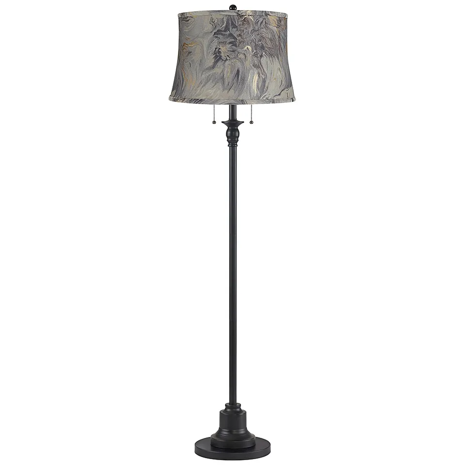 Dyna 58" High Black and Gray Swirl 2-Light Floor Lamp