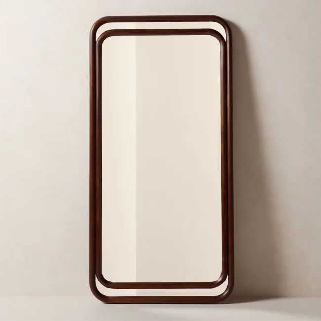 Ismo Brown Wood Rectangular Full-Length Floor Mirror 36"x72"