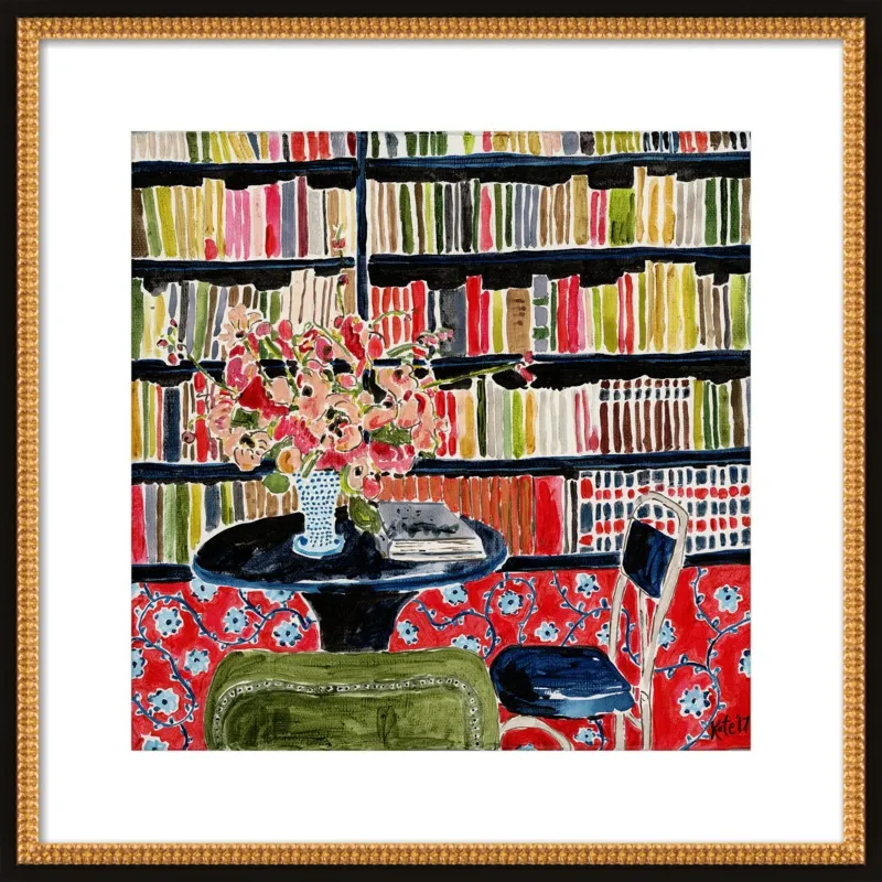 Books with Flowers by Kate Lewis for Artfully Walls