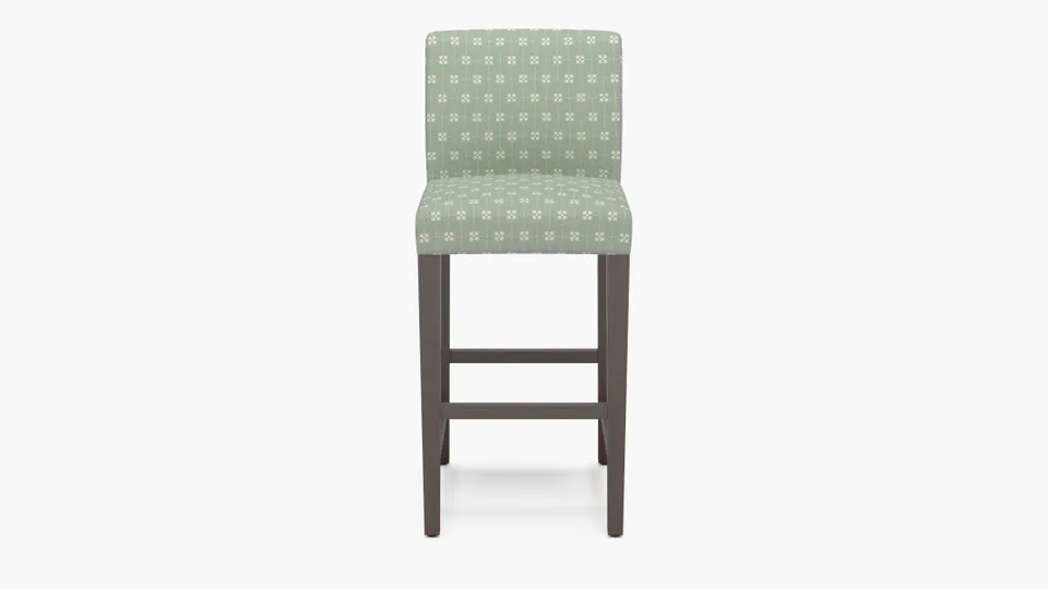 Signature Dining Bar Stool, Soft Sage Meadow Check, Espresso Square Tapered Leg