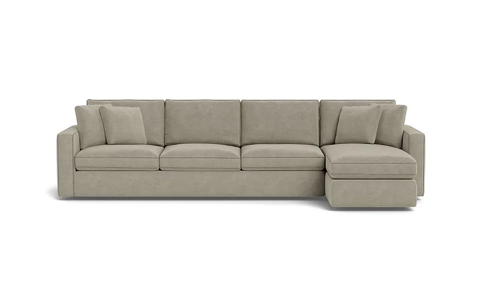 James 4-Seat Right Chaise Sectional with Storage and Contrast Piping