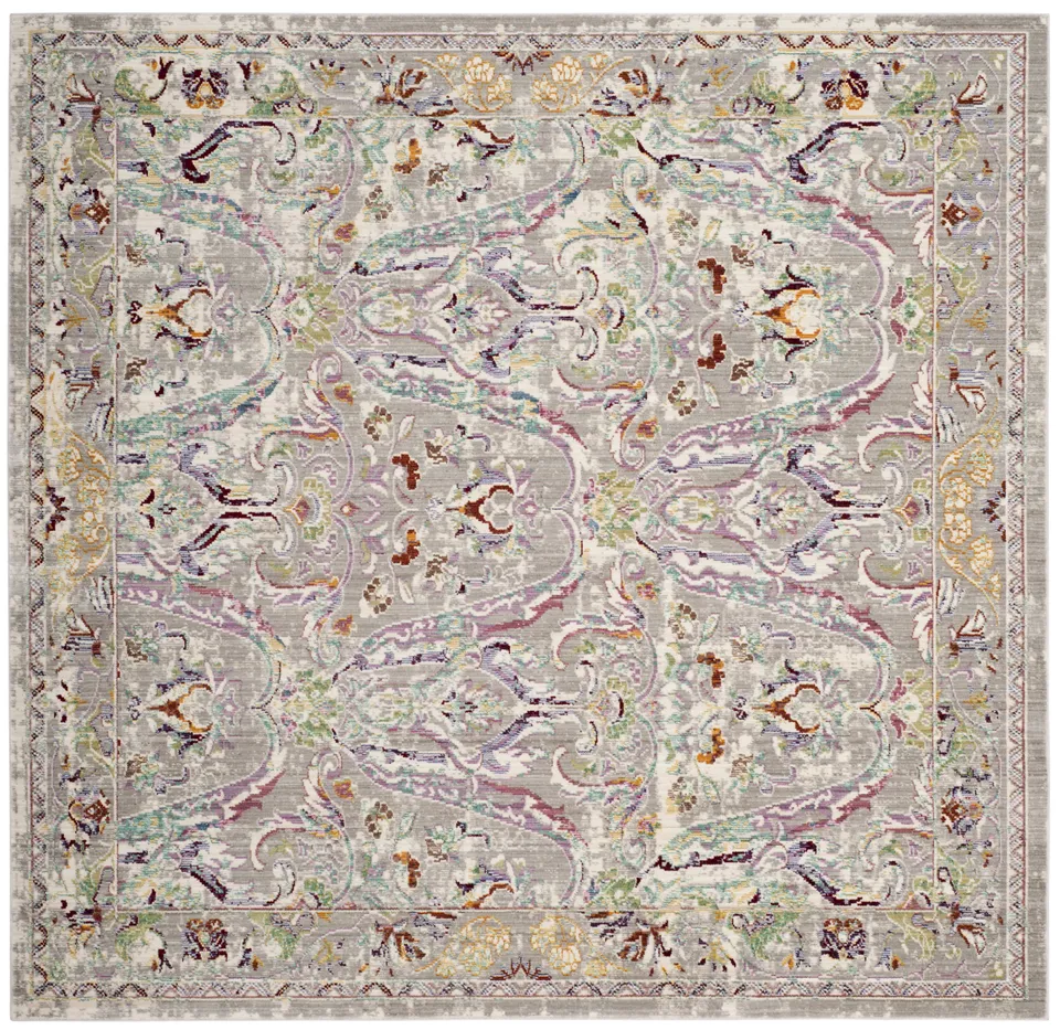 Arlo Home Woven Area Rug, MYS925L, Grey/Light Blue,  6' 7" X 6' 7" Square