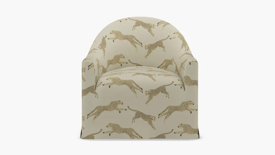 Slipcover Swivel Chair, Desert Cheetah