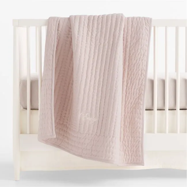 Comfy Tee Heirloom Stitched Lilac Rose 100% Organic Cotton Jersey Baby Crib Quilt