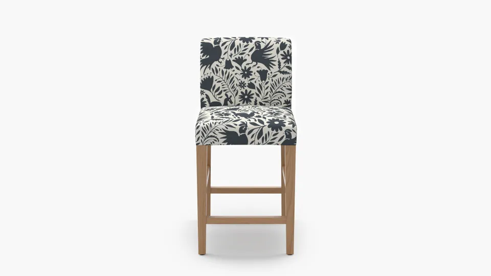 Signature Dining Counter Stool, Ink Frida, Natural Square Tapered Leg