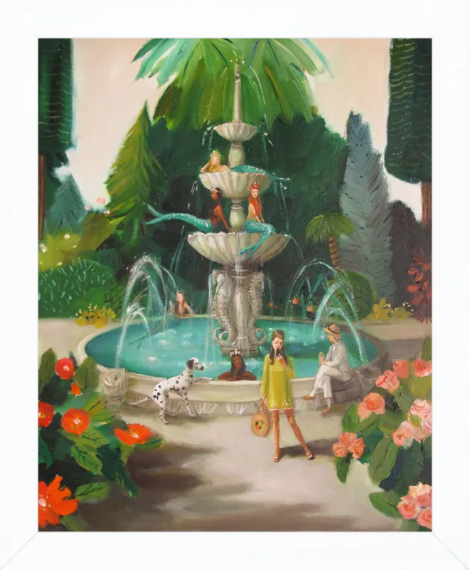 Selfie At The Mermaid Public Fountain by Janet Hill for Artfully Walls
