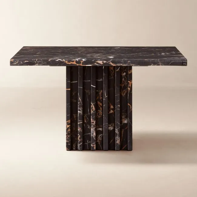Carve Square Black Marble Side Table Medium