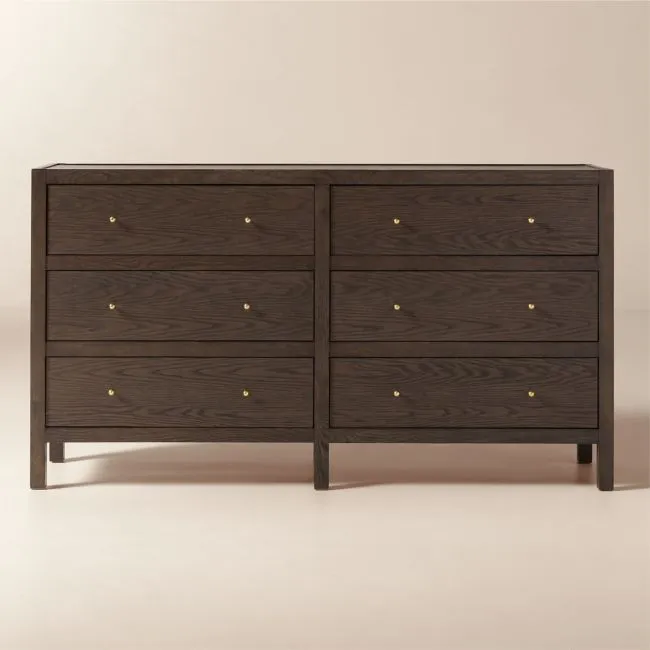 Layton 70" Dark Oak 6-Drawer Dresser