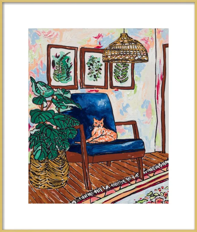 Ginger Cat in Mid Century Chair by Lara Lee Meintjes for Artfully Walls