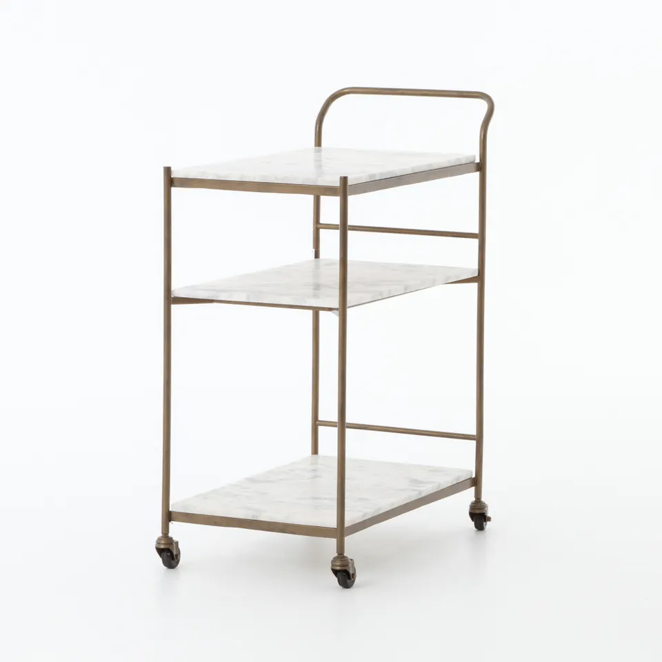 Felix Rectangular Bar Cart-Antique Brass