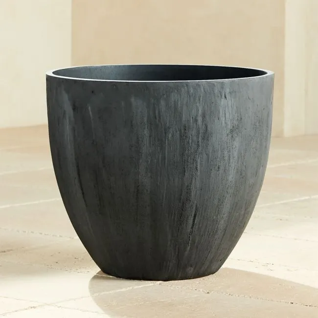 Castino Round Dark Grey Resin Indoor/Outdoor Large Planter 20.5"H