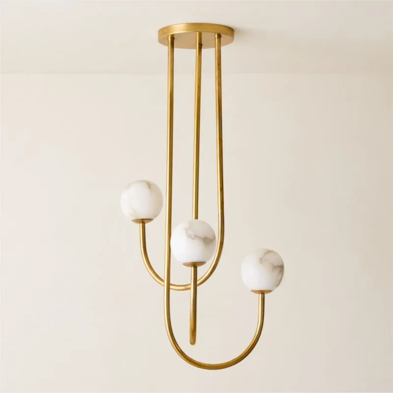 Terzo Aged Brass And Alabaster Pendant Light 21.2"