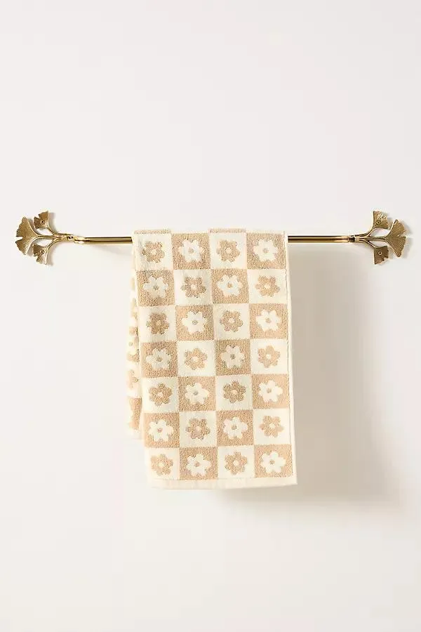 Gingko Leaf Brass Towel Bar