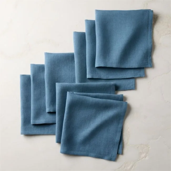 Bolt Chambray Blue Linen Napkin Set of 8