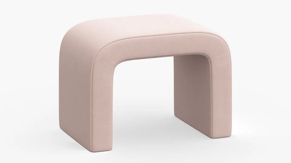 Waterfall Ottoman, Blush Classic Velvet