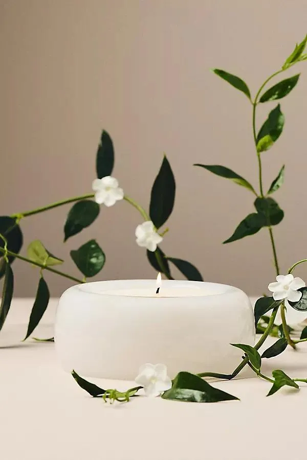 Handblown Floral Jasmine Glass Candle