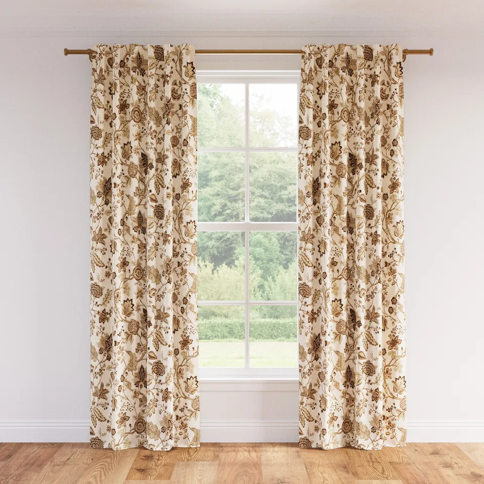 Printed Linen Curtain, Tawny La Vendee, 50" x 96", Unlined