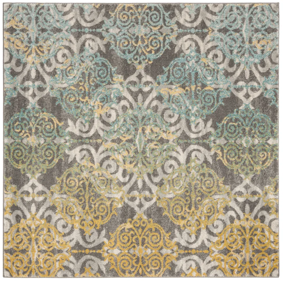 Arlo Home Woven Area Rug, EVK230D, Grey/Ivory,  5' 1" X 5' 1" Square