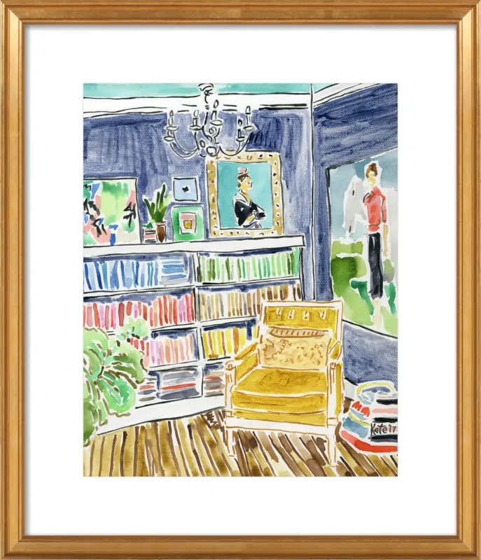 Bookshelf with Paintings by Kate Lewis for Artfully Walls
