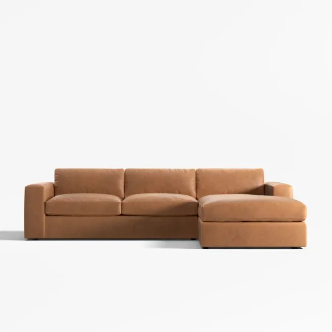 Oceanside Deep 2-Piece Leather Sectional Sofa with Chaise Lounge