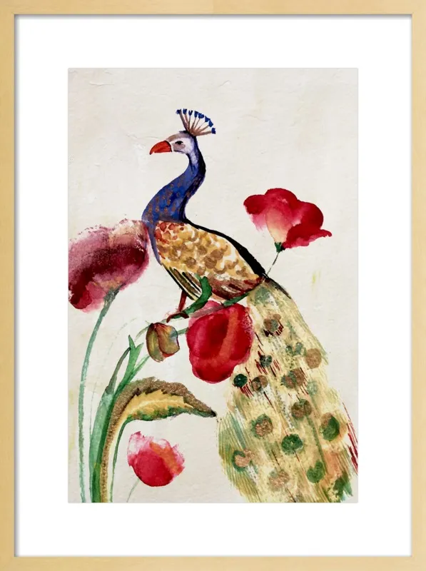 blue gold peacock by Ruti Shaashua for Artfully Walls