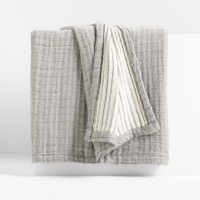 108"x90" Organic Cotton Gauze Throw Grey