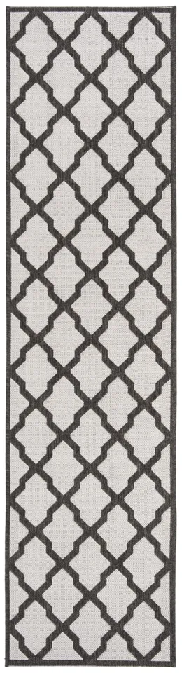 Arlo Home Indoor/Outdoor Woven Area Rug, LND122A, Light Grey/Charcoal,  2' X 8'