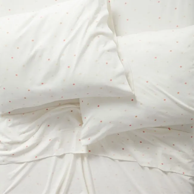Comfy Tee Warm Multicolor Polka Dot Organic Cotton Jersey Kids Queen Sheet Set