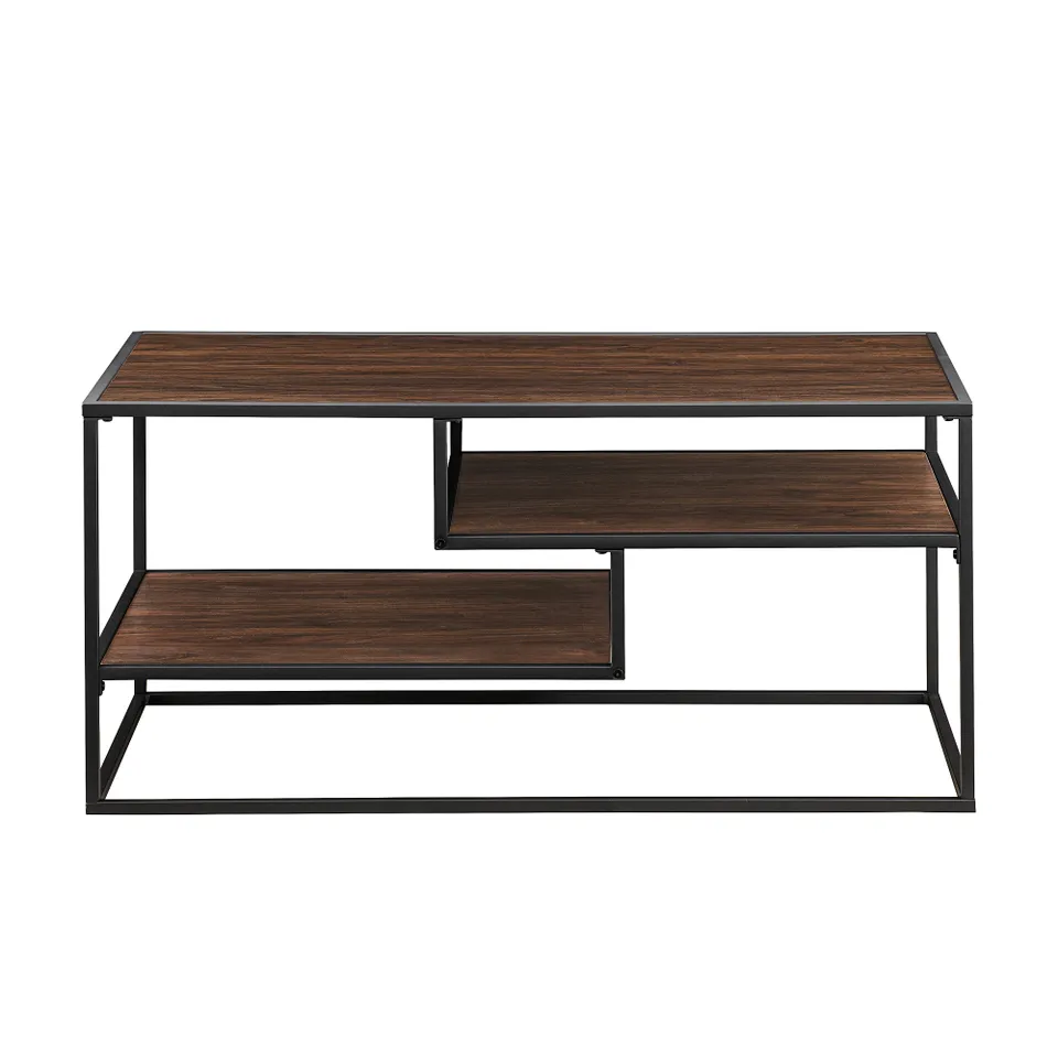 Contemporary Two-Tone Metal Coffee Table - Dark Walnut