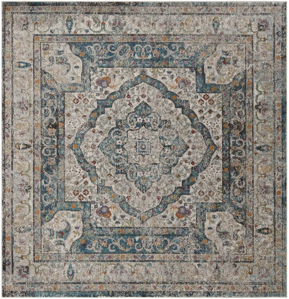 Arlo Home Woven Area Rug, ARA106E, Cream/Red,  6' 5" X 6' 5" Square