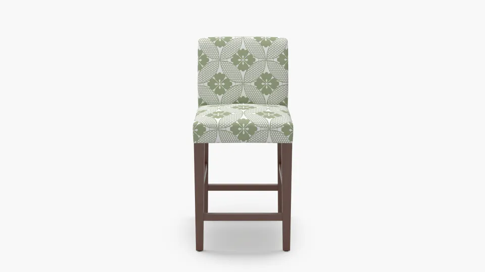 Signature Dining Counter Stool, Sage Solaire, Walnut Square Tapered Leg