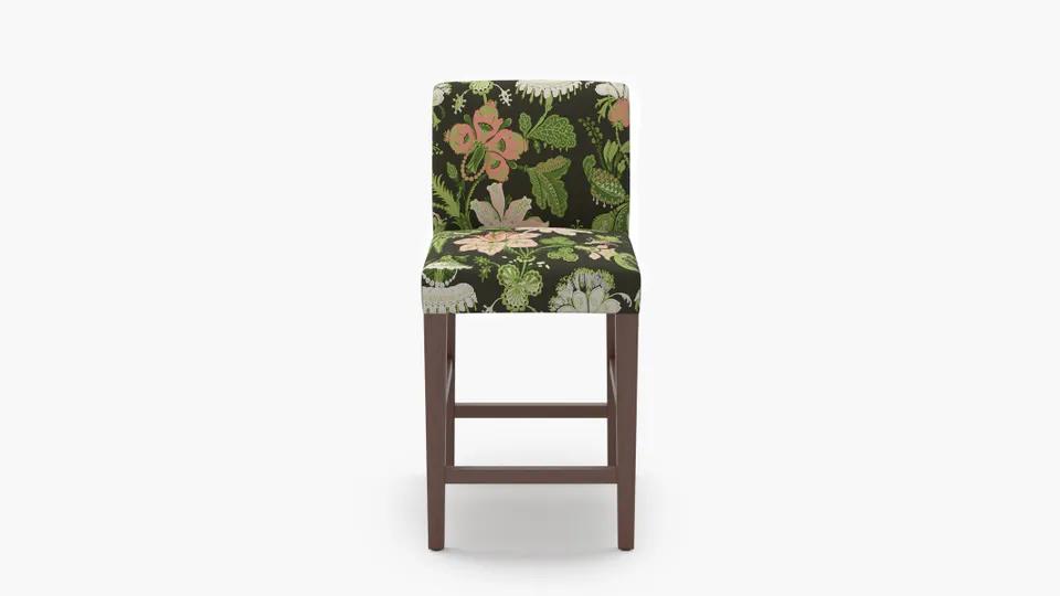 Signature Dining Counter Stool, Coral Onyx Rossetta, Walnut Square Tapered Leg