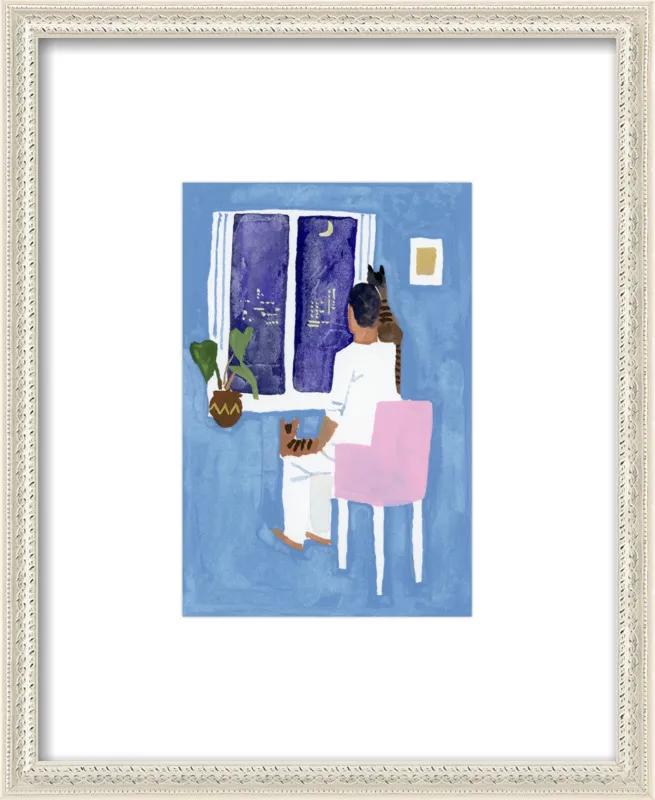 Look at the cat and the moon by Hiroyuki Izutsu for Artfully Walls