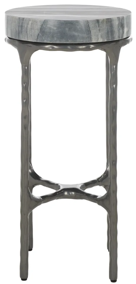 Castiel Hammered Side Table - Gray Marble
