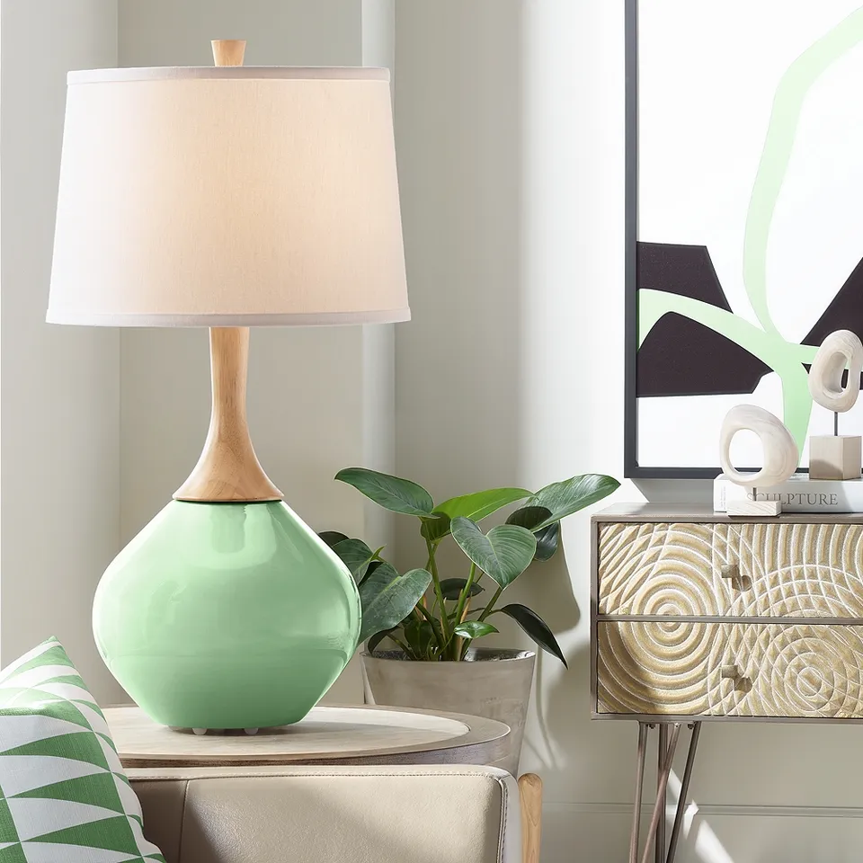 Color Plus Wexler 31" High Modern Flower Stem Green Table Lamp