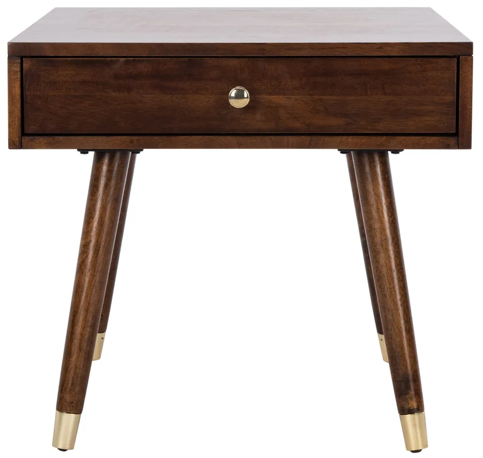 Levinson Gold Cap End Table - Brown