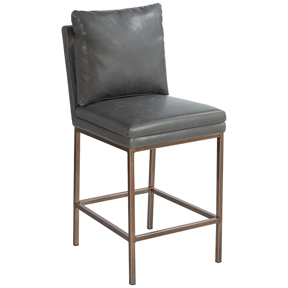 Tahoe 26" Seat Height Charcoal Faux Leather Counter Stool