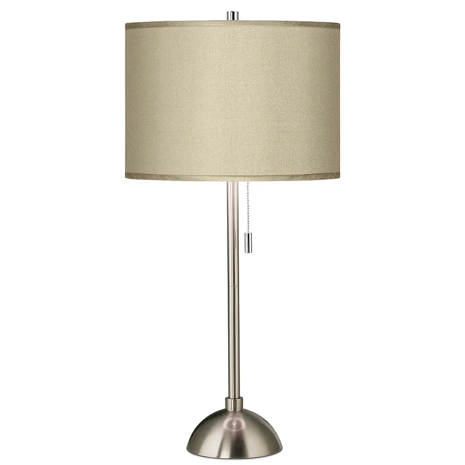 Possini Euro 28" Taupe Faux Silk and Brushed Nickel Modern Table Lamp