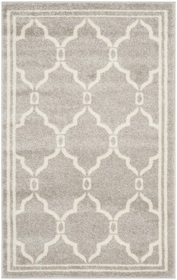 Arlo Home Indoor/Outdoor Woven Area Rug, AMT414B, Light Grey/Ivory,  2' 6" X 4'