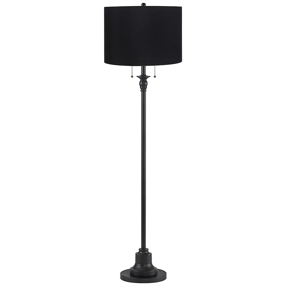 Dyna 58" High Black and Black Hardback Shade 2-Light Floor Lamp