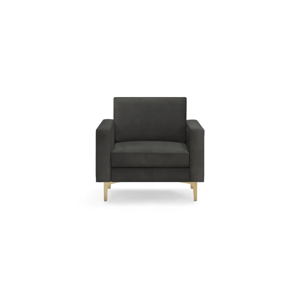 Nomad Velvet Armchair - Graphite Grey - Performance Velvet / Brass - Metal