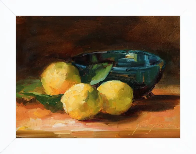 Lemons and Blue Bowl by Georgesse Gomez for Artfully Walls